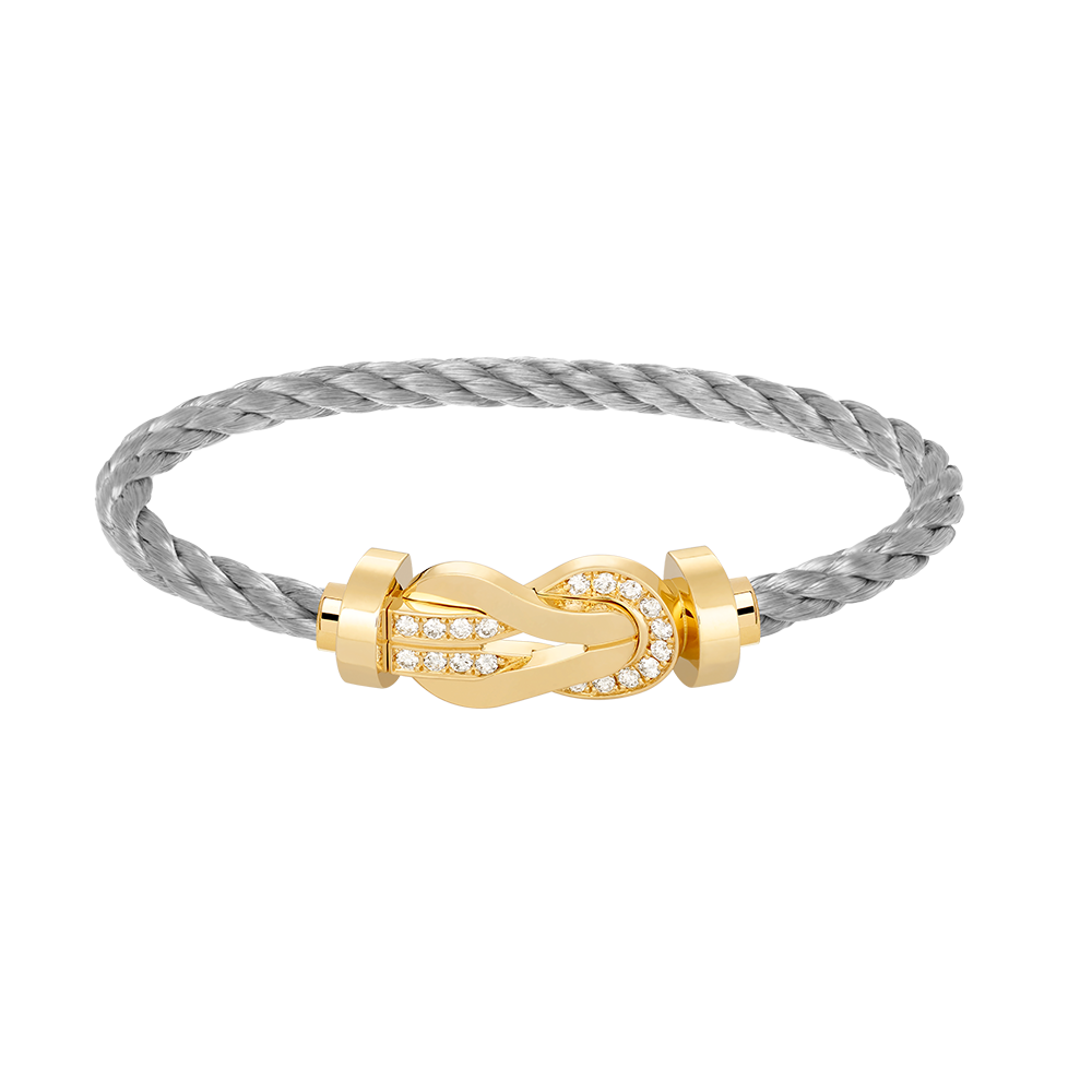 [KELA]LARGE 8-FIGURE BUCKLE HALF DIAMOND BRACELET - GOLD