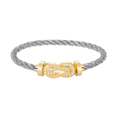 [KELA]LARGE 8-FIGURE BUCKLE HALF DIAMOND BRACELET - GOLD