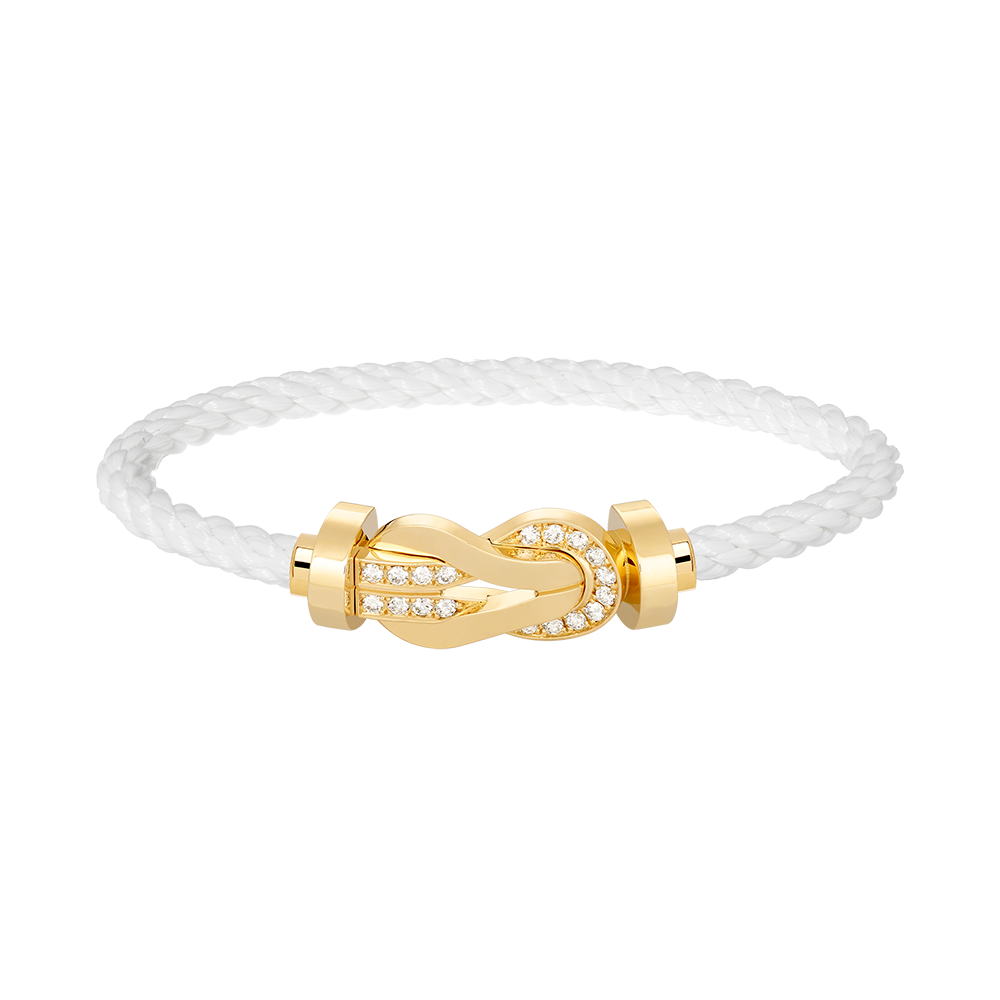 [KELA]LARGE 8-FIGURE BUCKLE HALF DIAMOND BRACELET - GOLD
