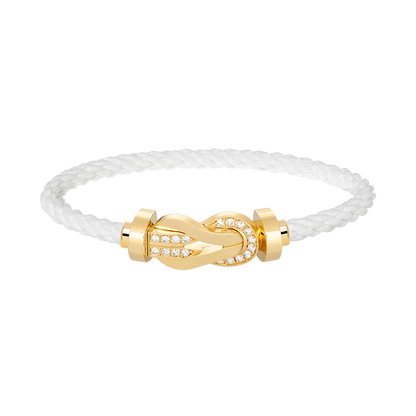 [KELA]LARGE 8-FIGURE BUCKLE HALF DIAMOND BRACELET - GOLD