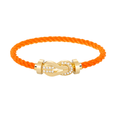 [KELA]LARGE 8-FIGURE BUCKLE HALF DIAMOND BRACELET - GOLD
