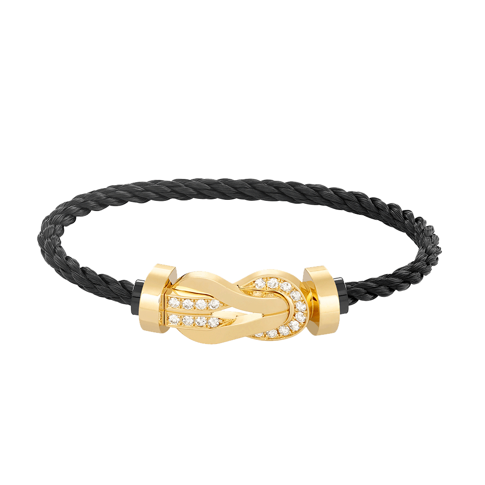 [KELA]LARGE 8-FIGURE BUCKLE HALF DIAMOND BRACELET - GOLD