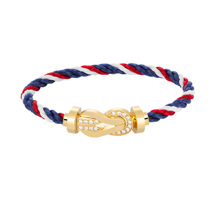 [KELA]LARGE 8-FIGURE BUCKLE HALF DIAMOND BRACELET - GOLD