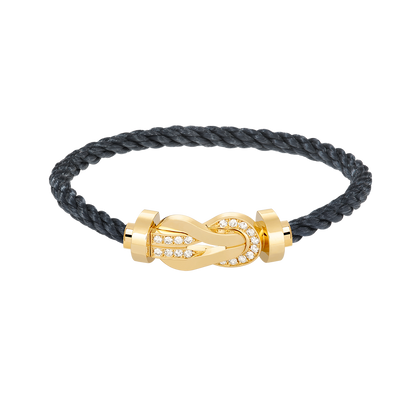[KELA]LARGE 8-FIGURE BUCKLE HALF DIAMOND BRACELET - GOLD