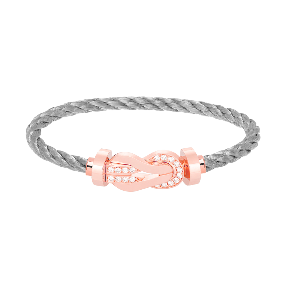 [KELA]LARGE 8-FIGURE BUCKLE HALF DIAMOND BRACELET - ROSE GOLD