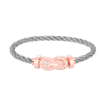 [KELA]LARGE 8-FIGURE BUCKLE HALF DIAMOND BRACELET - ROSE GOLD