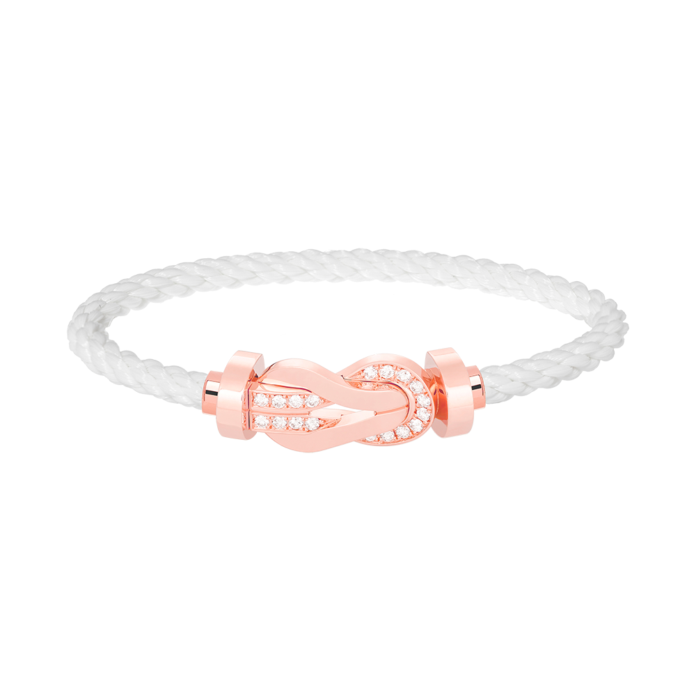[KELA]LARGE 8-FIGURE BUCKLE HALF DIAMOND BRACELET - ROSE GOLD