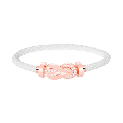 [KELA]LARGE 8-FIGURE BUCKLE HALF DIAMOND BRACELET - ROSE GOLD