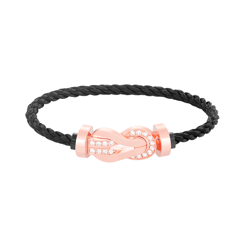 [KELA]LARGE 8-FIGURE BUCKLE HALF DIAMOND BRACELET - ROSE GOLD