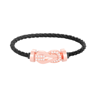 [KELA]LARGE 8-FIGURE BUCKLE HALF DIAMOND BRACELET - ROSE GOLD