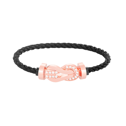 [KELA]LARGE 8-FIGURE BUCKLE HALF DIAMOND BRACELET - ROSE GOLD