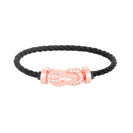 [KELA]LARGE 8-FIGURE BUCKLE HALF DIAMOND BRACELET - ROSE GOLD