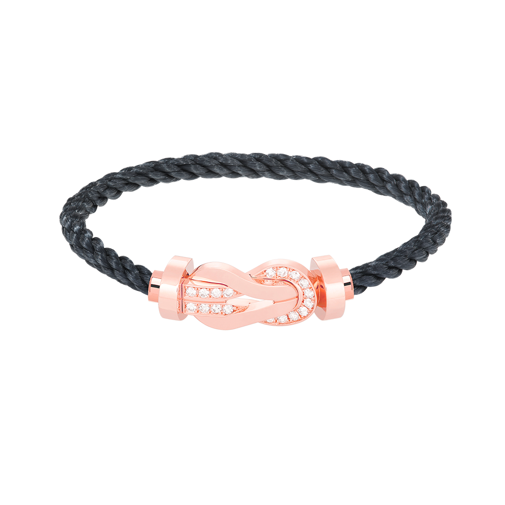 [KELA]LARGE 8-FIGURE BUCKLE HALF DIAMOND BRACELET - ROSE GOLD