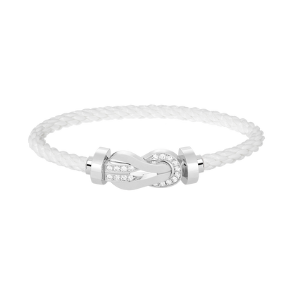 [KELA]LARGE 8-FIGURE BUCKLE HALF DIAMOND BRACELET - WHITE GOLD