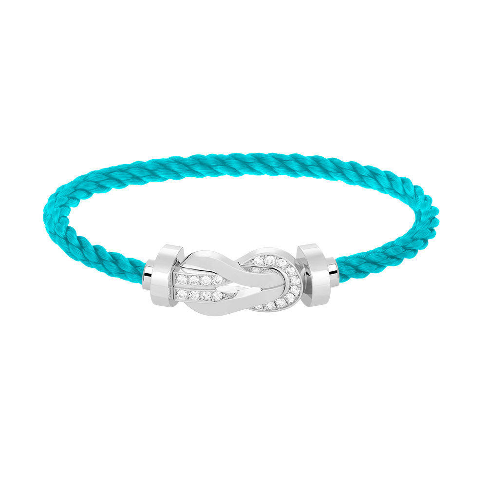[KELA]LARGE 8-FIGURE BUCKLE HALF DIAMOND BRACELET - WHITE GOLD