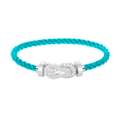 [KELA]LARGE 8-FIGURE BUCKLE HALF DIAMOND BRACELET - WHITE GOLD