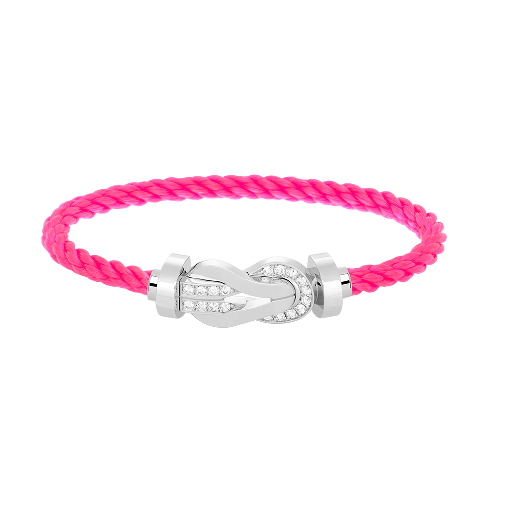 [KELA]LARGE 8-FIGURE BUCKLE HALF DIAMOND BRACELET - WHITE GOLD