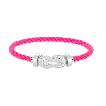 [KELA]LARGE 8-FIGURE BUCKLE HALF DIAMOND BRACELET - WHITE GOLD