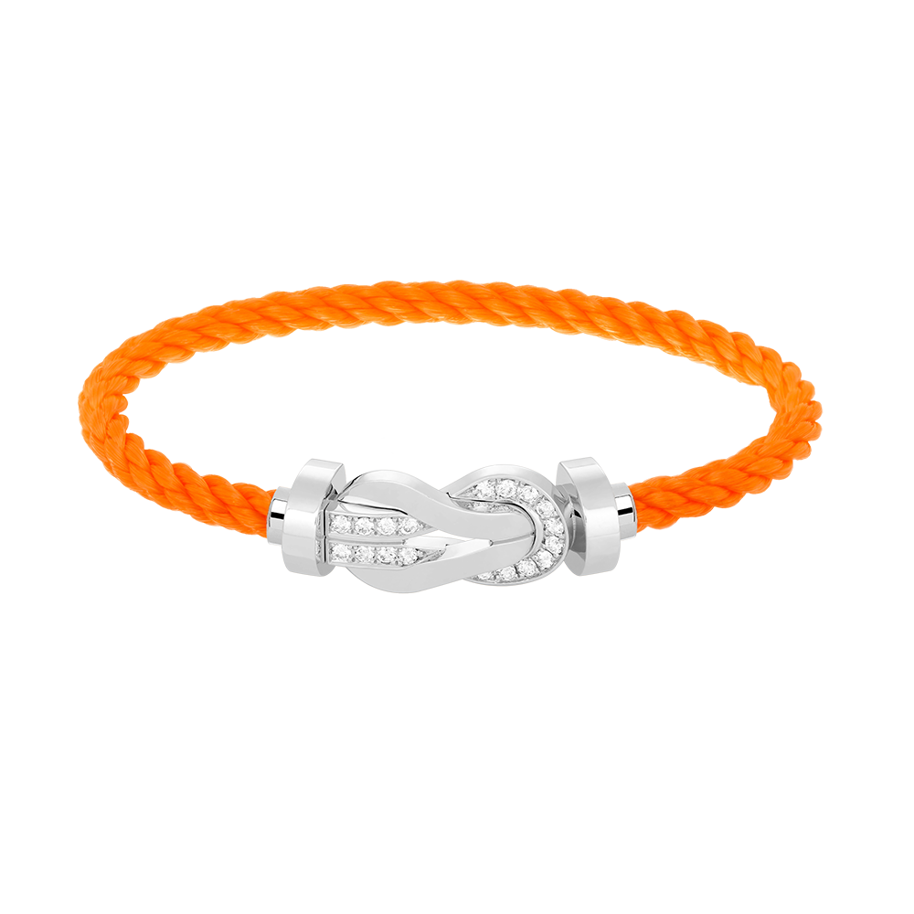 [KELA]LARGE 8-FIGURE BUCKLE HALF DIAMOND BRACELET - WHITE GOLD