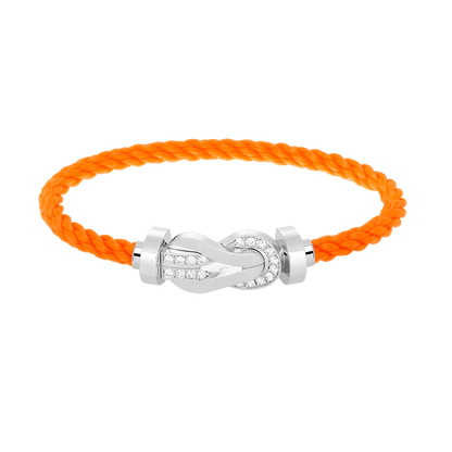 [KELA]LARGE 8-FIGURE BUCKLE HALF DIAMOND BRACELET - WHITE GOLD