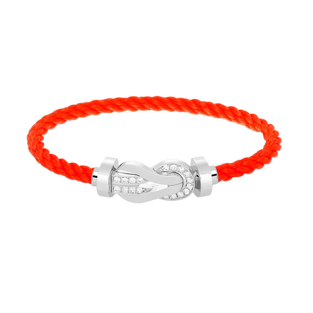 [KELA]LARGE 8-FIGURE BUCKLE HALF DIAMOND BRACELET - WHITE GOLD