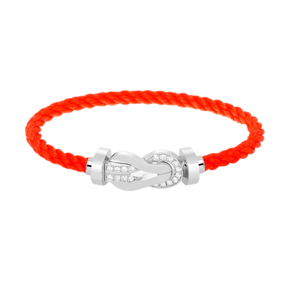 [KELA]LARGE 8-FIGURE BUCKLE HALF DIAMOND BRACELET - WHITE GOLD