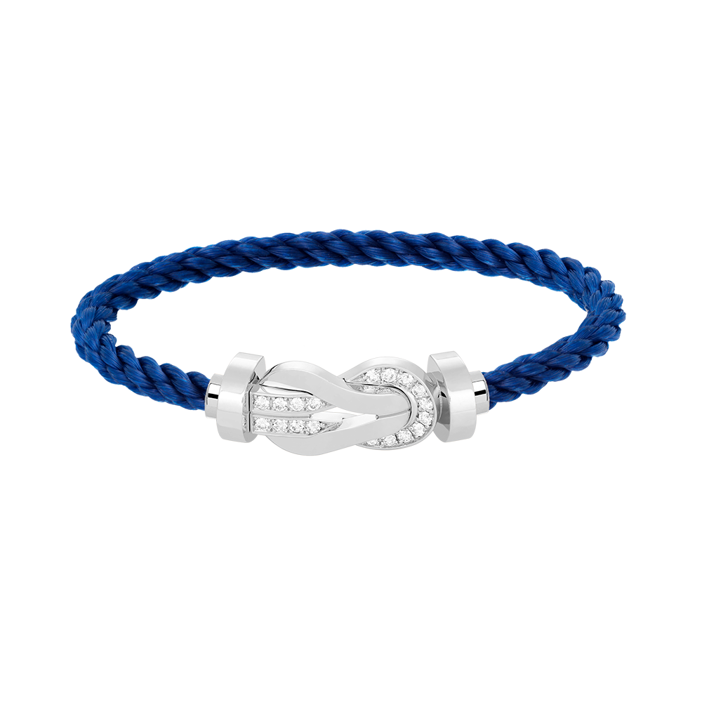 [KELA]LARGE 8-FIGURE BUCKLE HALF DIAMOND BRACELET - WHITE GOLD