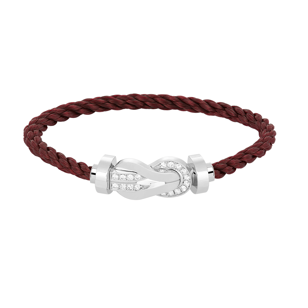 [KELA]LARGE 8-FIGURE BUCKLE HALF DIAMOND BRACELET - WHITE GOLD
