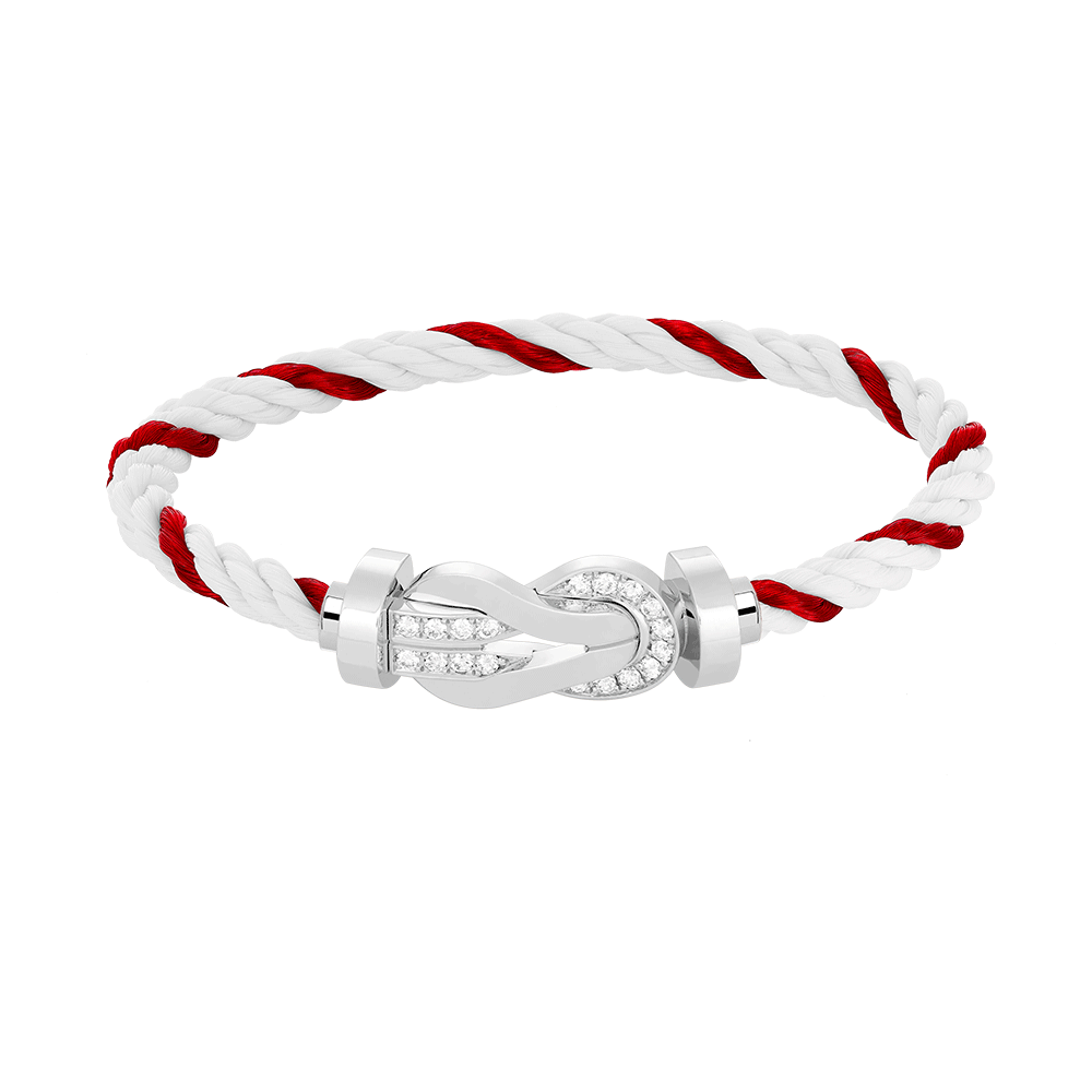 [KELA]LARGE 8-FIGURE BUCKLE HALF DIAMOND BRACELET - WHITE GOLD