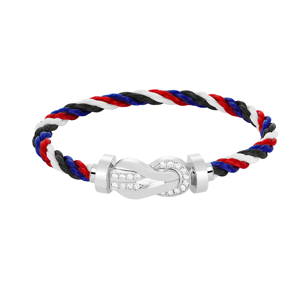 [KELA]LARGE 8-FIGURE BUCKLE HALF DIAMOND BRACELET - WHITE GOLD