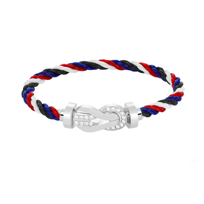 [KELA]LARGE 8-FIGURE BUCKLE HALF DIAMOND BRACELET - WHITE GOLD
