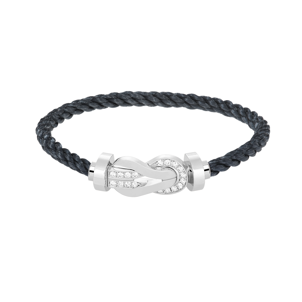 [KELA]LARGE 8-FIGURE BUCKLE HALF DIAMOND BRACELET - WHITE GOLD