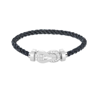[KELA]LARGE 8-FIGURE BUCKLE HALF DIAMOND BRACELET - WHITE GOLD