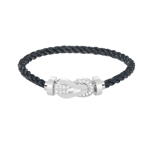 [KELA]LARGE 8-FIGURE BUCKLE HALF DIAMOND BRACELET - WHITE GOLD