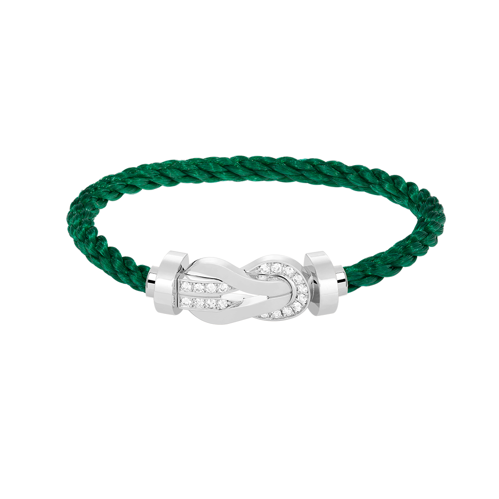 [KELA]LARGE 8-FIGURE BUCKLE HALF DIAMOND BRACELET - WHITE GOLD