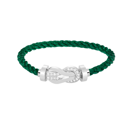 [KELA]LARGE 8-FIGURE BUCKLE HALF DIAMOND BRACELET - WHITE GOLD