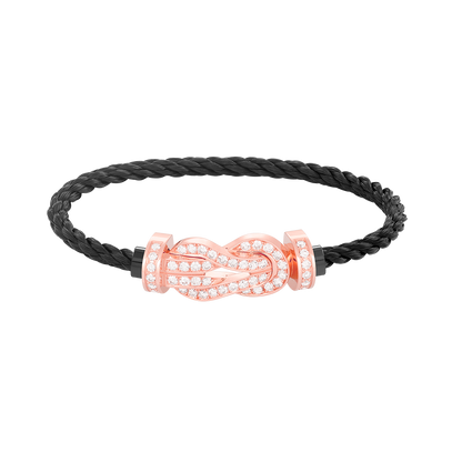 [KELA]LARGE 8-FIGURE BUCKLE FULL DIAMOND BRACELET - ROSE GOLD