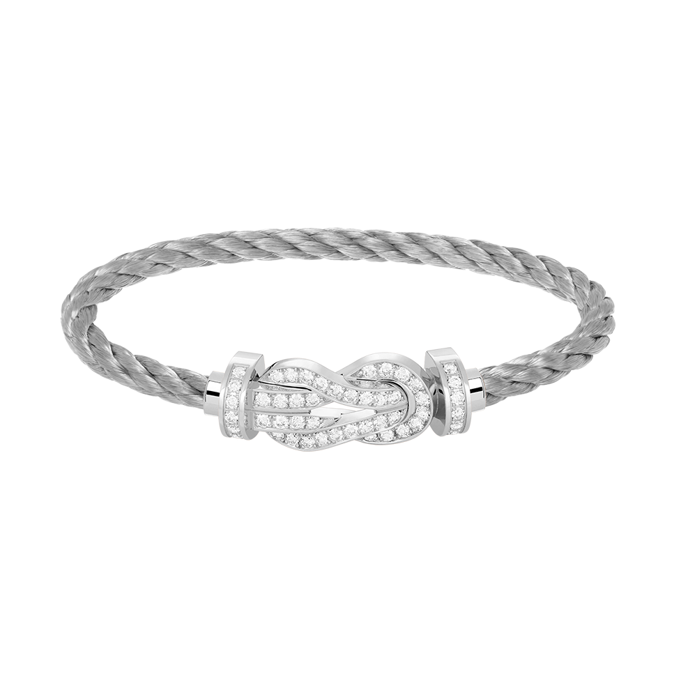 [KELA]LARGE 8-FIGURE BUCKLE FULL DIAMOND BRACELET -WHITE GOLD