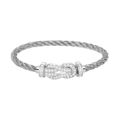 [KELA]LARGE 8-FIGURE BUCKLE FULL DIAMOND BRACELET -WHITE GOLD