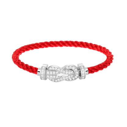 [KELA]LARGE 8-FIGURE BUCKLE FULL DIAMOND BRACELET -WHITE GOLD