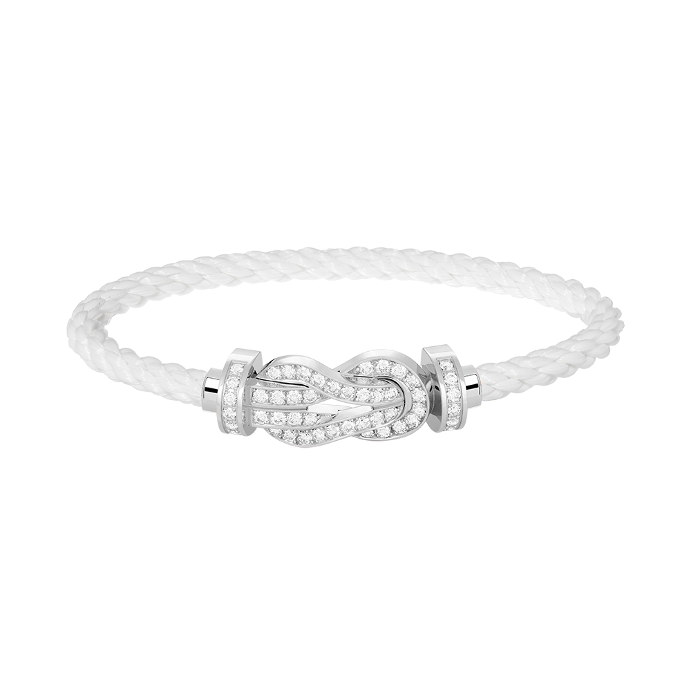 [KELA]LARGE 8-FIGURE BUCKLE FULL DIAMOND BRACELET -WHITE GOLD