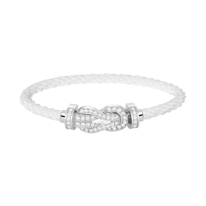 [KELA]LARGE 8-FIGURE BUCKLE FULL DIAMOND BRACELET -WHITE GOLD