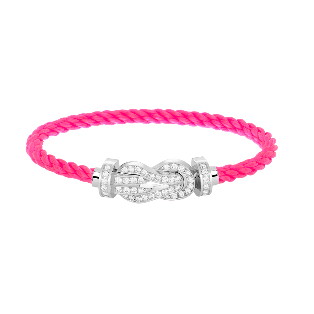 [KELA]LARGE 8-FIGURE BUCKLE FULL DIAMOND BRACELET -WHITE GOLD