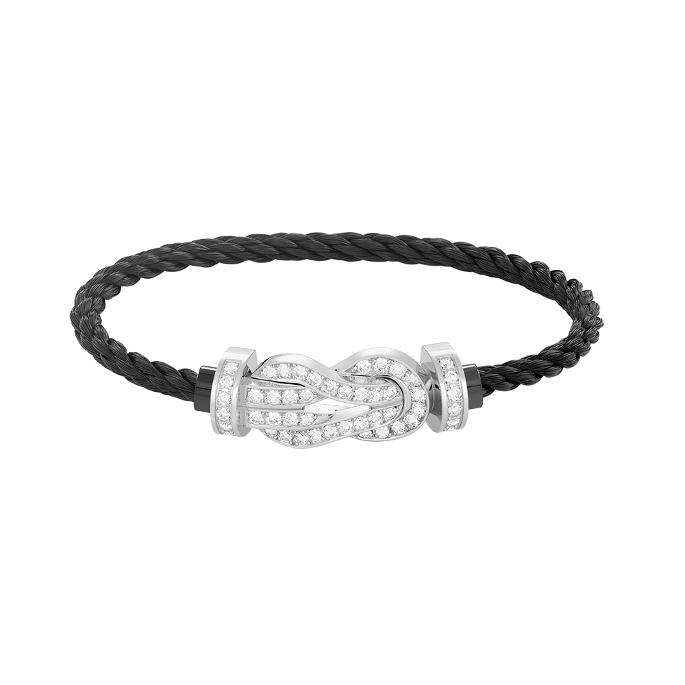 [KELA]LARGE 8-FIGURE BUCKLE FULL DIAMOND BRACELET -WHITE GOLD