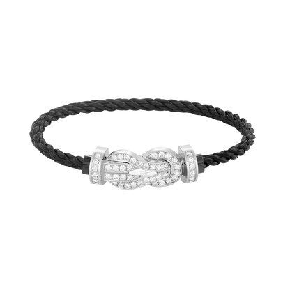 [KELA]LARGE 8-FIGURE BUCKLE FULL DIAMOND BRACELET -WHITE GOLD