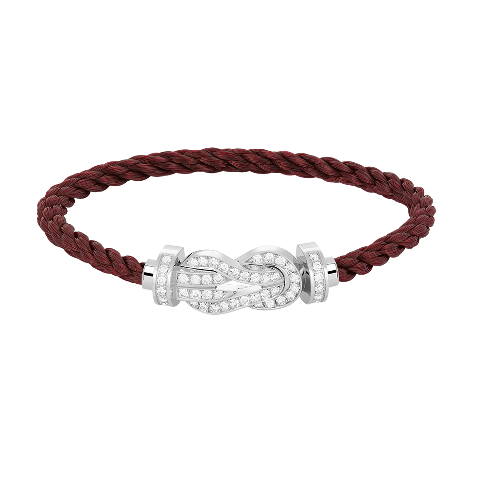 [KELA]LARGE 8-FIGURE BUCKLE FULL DIAMOND BRACELET -WHITE GOLD