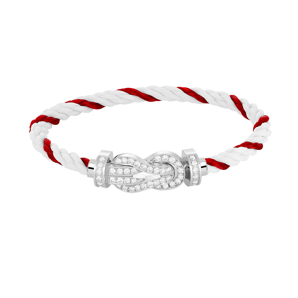 [KELA]LARGE 8-FIGURE BUCKLE FULL DIAMOND BRACELET -WHITE GOLD