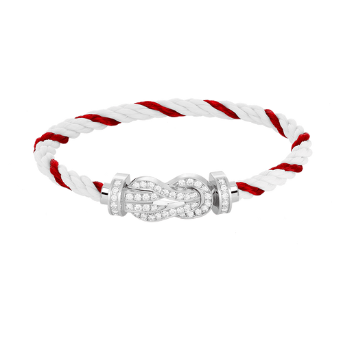[KELA]LARGE 8-FIGURE BUCKLE FULL DIAMOND BRACELET -WHITE GOLD