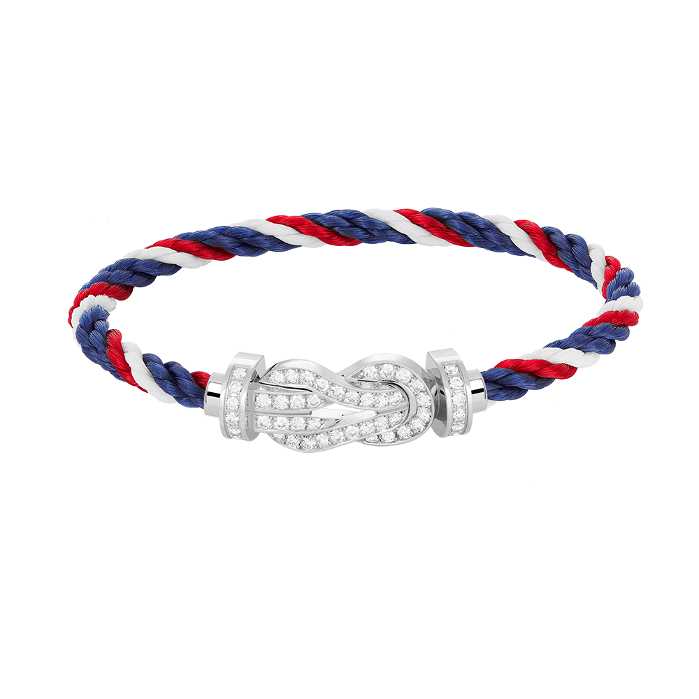 [KELA]LARGE 8-FIGURE BUCKLE FULL DIAMOND BRACELET -WHITE GOLD