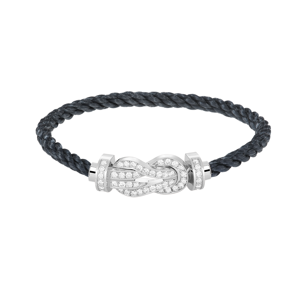 [KELA]LARGE 8-FIGURE BUCKLE FULL DIAMOND BRACELET -WHITE GOLD
